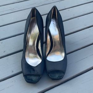 Calvin Klein black satin heels